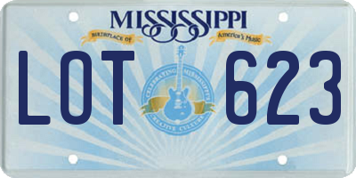 MS license plate LOT623