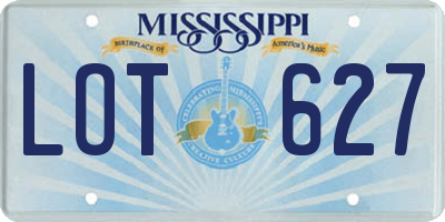 MS license plate LOT627