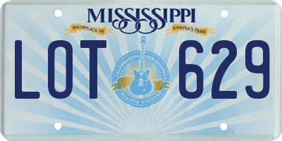 MS license plate LOT629