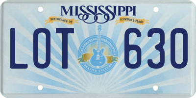 MS license plate LOT630