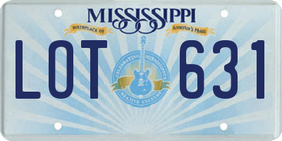 MS license plate LOT631