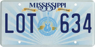 MS license plate LOT634