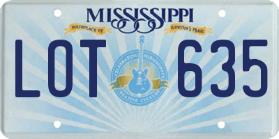 MS license plate LOT635