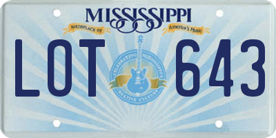 MS license plate LOT643