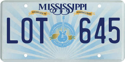 MS license plate LOT645