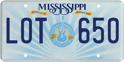 MS license plate LOT650
