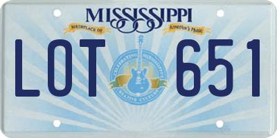 MS license plate LOT651
