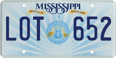 MS license plate LOT652