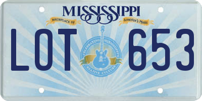 MS license plate LOT653