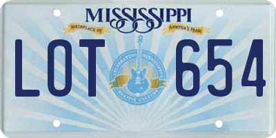 MS license plate LOT654