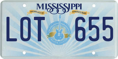 MS license plate LOT655