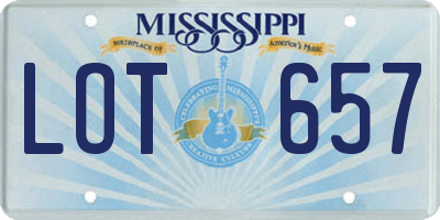 MS license plate LOT657