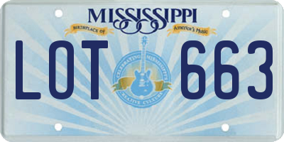 MS license plate LOT663