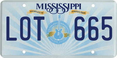 MS license plate LOT665