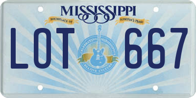 MS license plate LOT667