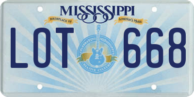 MS license plate LOT668