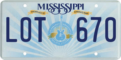 MS license plate LOT670