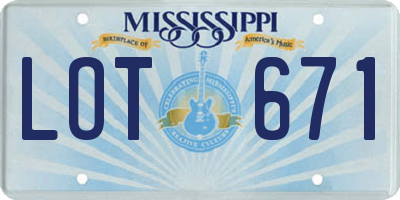 MS license plate LOT671