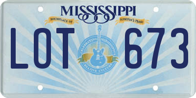 MS license plate LOT673