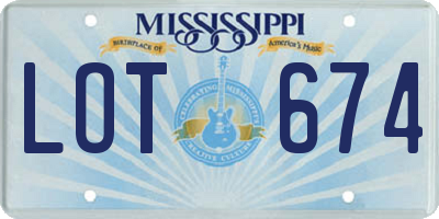 MS license plate LOT674
