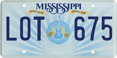 MS license plate LOT675