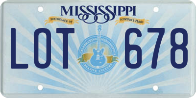 MS license plate LOT678