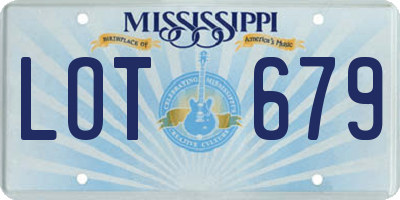 MS license plate LOT679