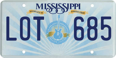 MS license plate LOT685
