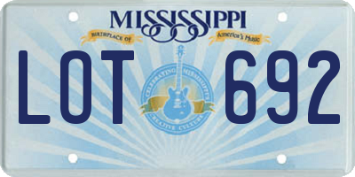 MS license plate LOT692