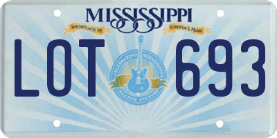 MS license plate LOT693