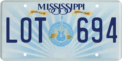 MS license plate LOT694