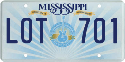 MS license plate LOT701