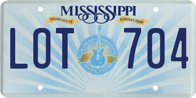 MS license plate LOT704
