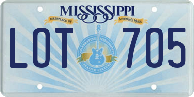 MS license plate LOT705