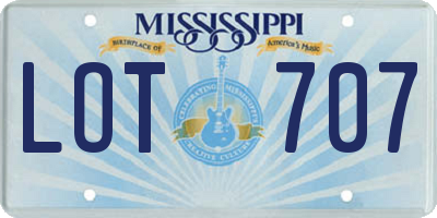 MS license plate LOT707