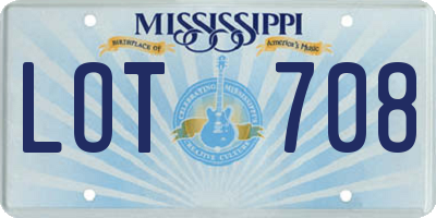 MS license plate LOT708