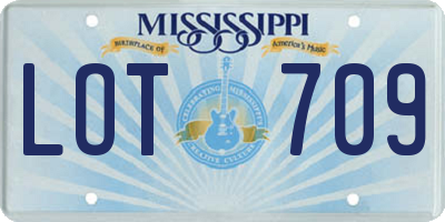 MS license plate LOT709