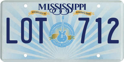 MS license plate LOT712