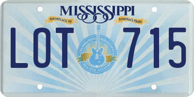 MS license plate LOT715