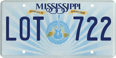 MS license plate LOT722