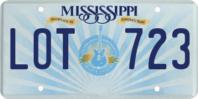 MS license plate LOT723