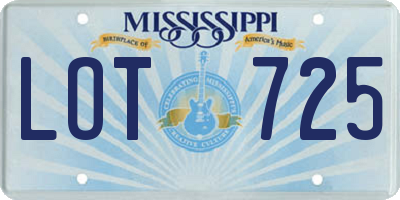 MS license plate LOT725