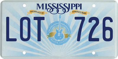 MS license plate LOT726