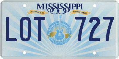 MS license plate LOT727