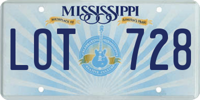 MS license plate LOT728