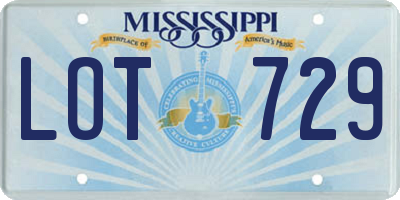 MS license plate LOT729
