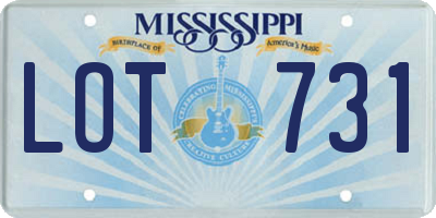 MS license plate LOT731