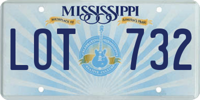MS license plate LOT732