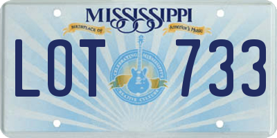 MS license plate LOT733