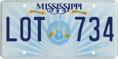 MS license plate LOT734
